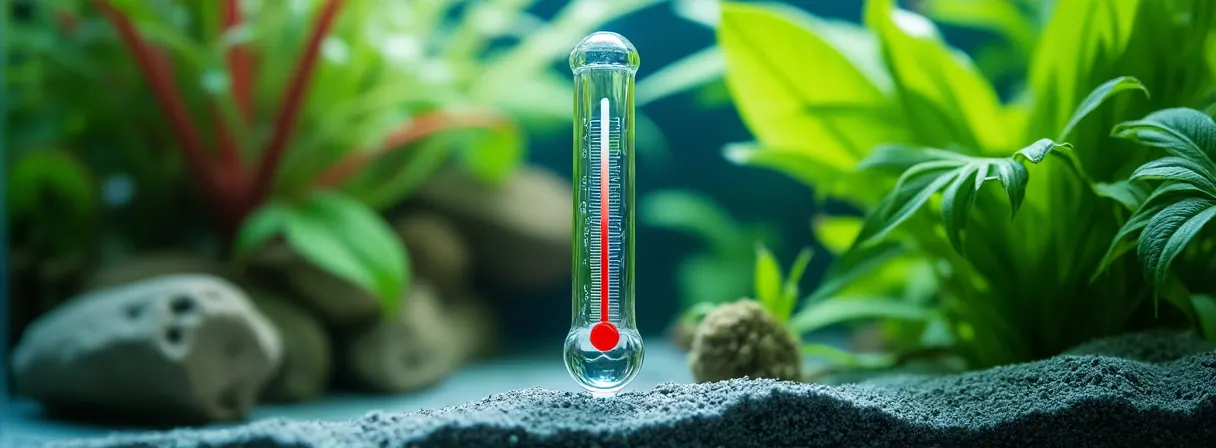 Aquarienthermometer im Becken zur unabhängigen Kontrolle