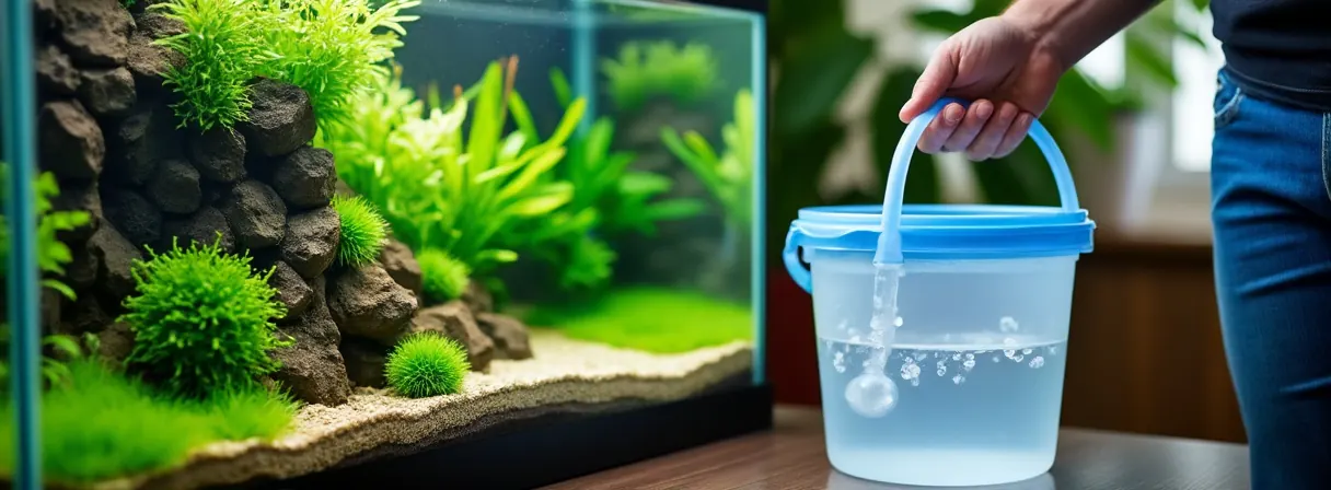 Teilwasserwechsel an einem bepflanzten Aquarium