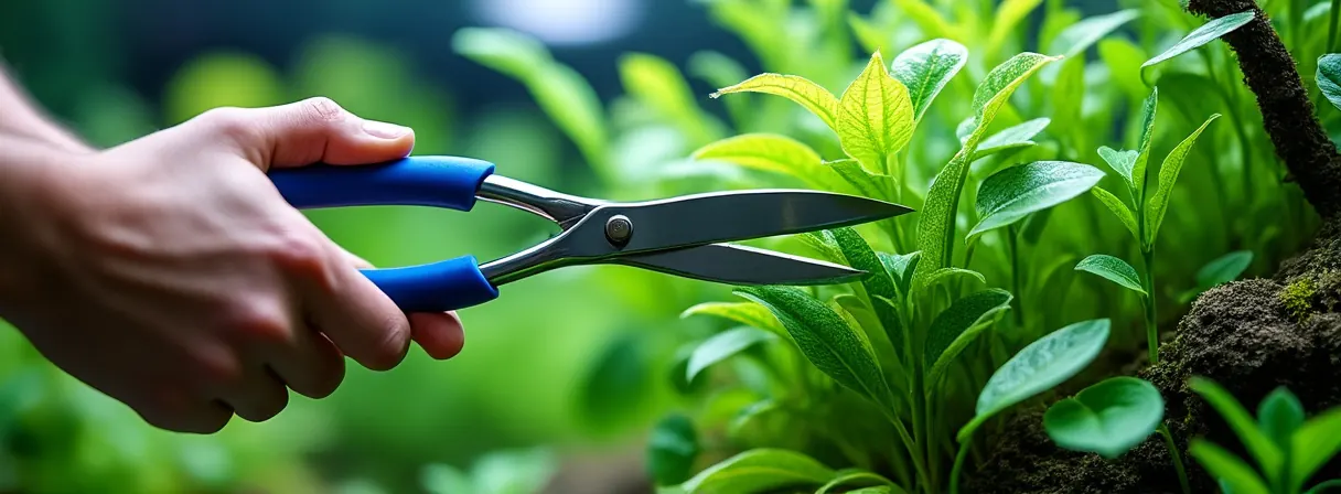 Rückschnitt von Aquarienpflanzen mit Aquascaping-Schere